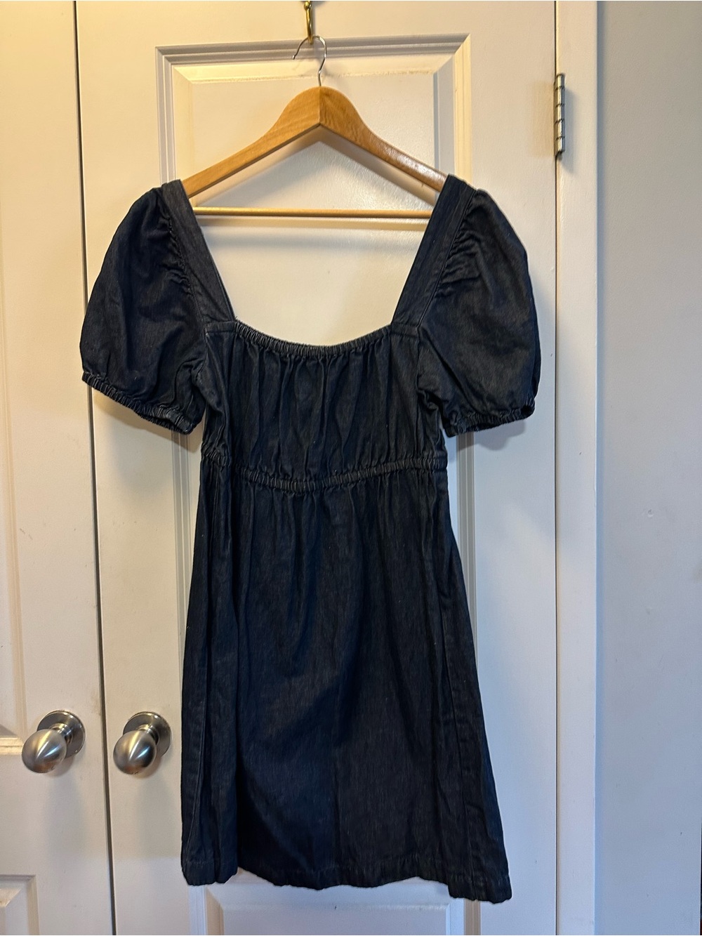 J.Crew Square Neck Chambray Linen Blend Mini Dress Size 10